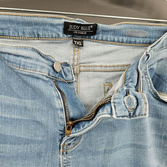 Judy Blue Skinny Denim Jeans 2XL Distressed Ankle Cropped Cotton Stretch Medium - Picture 4 of 13
